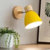 مصابيح الجدار الحديثة LED E27 Wood Nordic Sconce Sciding Lights Bedroom Bedide Lamp