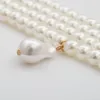 Colares com Pingente Multicamadas Chunky Pearl Gargantilhas Colar para Mulheres Festa de Casamento Declaração Curto Joias da Moda