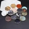 Pendant Necklaces Natural Stone Round Shape Damation Jasper Amethyst Charm For Making DIY Jewelry Necklace 40mm