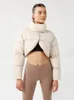 Trench-coats pour femmes mode Soild col montant manteau d'hiver pour femmes vêtements Streetwear épissé nombril-moins Parkas simple boutonnage