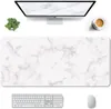 Enkel vit marmor stor musmatta XXL förlängd spelmusmatta Vattentät skrivbordsmatta med sydda kanter datormusmatta