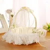 Gift Wrap Girls Wedding Basket Lace Decoration Party Ceremony Use Ivory Flower Girl Bowknot Solid White 2023