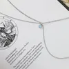 Hänge Halsband Retro Mode Geometrisk Oregelbunden Blå Imitation Opal Stone Glänsande Dubbellagers Halsband Silver Färg Nyckelbenskedja För