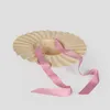 넓은 가슴 모자 Omea 여름 밀짚 모자 프랑스 로맨틱 나비 넥타이 밀 레이디의 패션 핑크 리본 선수 비치 여성 sombero