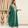 Vêtements ethniques robes musulmanes pour femmes printemps automne manches longues col en v vert Polyester robe mode Abaya Maxi