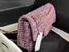 Tote bag Designer tweed Pink soft tweed Maoni Bag Women's Chain Shoulder Bag Quilted purse Crossbody Bag Handbag Parisian Fashion Flap Classic Fleece Plaid purse 25cm