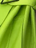 Blazers Lautaro Bahar Sonbahar Uzun Büyük Boyutlu Parlak Yeşil Sahte Deri Trençkot Kadınlar Kemer Gevşek Şık Tasarım Kıyafetleri