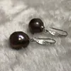 Boucles d'oreilles pendantes ELEISPL JEWELRY Lovely Baroque Black FW Pearls Earring Hook With Zircon #2300131