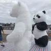 Skräddarsydd uppblåsbar tecknad isbjörnsdräkt Panda Walking Cartoon Klänning med tofflor och minifläkt för paradevenemang eller reklam/kampanj