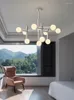 Lámparas colgantes creativas cromadas Magic Bean LED araña moderna sala de estar cocina isla lámpara colgante comedor interior