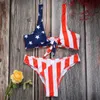 Damen-Badebekleidung, Bikini, Flagge der USA, amerikanisch, sexy, brasilianisches Bikini-Set, Badeanzug, Damen-Badebekleidung, Strandmode, Krawattenknoten vorne, Damen-Badeanzug 230707