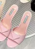Luxurys Designers slipper Sandals Brushed patent Leather Women Slippers High Heels Pumps Inverted Triangle Flip Flops Flat Slides Ladies Shoes 35-42Box