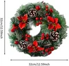 Decorative Flowers 2 Pcs Christmas Artificial Wreath - PreLit With Berries Pine Cones And Red Leaf | Handcrafted A