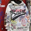 Męskie bluzy Bluzy Hip Hip Hip Comics ręcznie pomalowane na ilustracje Graffiti Hoodie