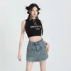 Jupes Denim A-ligne Femmes Mini Maigre Sexy Vintage Streetwear Chic Mode Casual Simple Collège D'été Taille Haute All-match