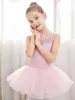 Vestido de tutu de balé de algodão para roupas de palco collant suspensório com saia de tule puff para meninas mostrar trajes de performance c22092