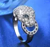 Cluster Rings YaYI Jewelry Fashion Princess Cut White Natural GemStone Zircon Silver Color Engagement Party Leopard Head