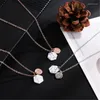 Pendant Necklaces Fashion Geometry Round Stone Initial Necklace For Women Girls Lady Alloy Letter Marble Jewelry