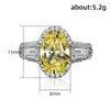 Anéis de casamento Huitan espumante branco/amarelo/rosa oval CZ anel feminino para acessórios de noivado jóias estéticas para festas femininas