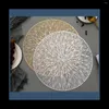 Table Mats 4PCS Round Placemats Restaurant Hollow PVC Decoration Meal Mat Anti- Dining Line Steak Plate Pad Silver