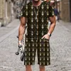 Survêtements pour hommes T-shirt Shorts Set Été Motif d'art abstrait Confortable Surdimensionné Streetwear Harajuku Plage Séchage rapide Natation Drôle