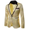 Trajes de hombre Blazers de lentejuelas Traje de fiesta Abrigo Hombres Encanto Chaqueta de rendimiento informal Un botón Ajuste Manga larga Club nocturno Tops