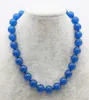 Chaînes Gros Jade Bleu Collier Rond 12mm Perles Nature 17 pouces