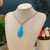 Hänge Halsband Naturligt Blå Turkos Halsband Polygonform Agates stenberlocker för att göra DIY smycken festpresent