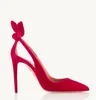 Luxe designer rode sandaal dames pumps Aquazzura- BOW TIE PUMP Suède puntige neus uitsparing slingback dame bruiloft bruid jurk schoenen EU35-42