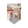 カーテン和風ドアパーティションショート吊り寿司店三角形装飾リネン生地抽象油絵布