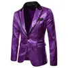 Men's Suits Sequin Blazers Party Suit Coat Men Charm Casual Performance Jacket One Button Fit Long Sleeve Night Club Tops