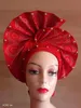 Stof en naaien Witte Nigeriaanse Gele Headtie Aso Oke Hoge kwaliteit Afrikaanse Aso Oke Gele Al gemaakt Auto Gele Afrikaanse Tulband Cap voor feest 230707