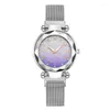 Montres-bracelets de luxe dames montre à Quartz pour femmes élégant ciel étoilé lumineux montres magnétique argent ceinture femme montre-bracelet