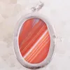 Kolye Kolye 1 PCS Doğal Taş Oval Kabin Cabochon Boncuk Turuncu Kırmızı Damarlar Oniks Kolye K668