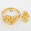 Bangle Large Hoop For Women Flower Italian Dubai Gold Color Bracelet Ring Jewelry Set Luxury Copper Fashion Birthday Party Gift
