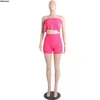 Agasalhos femininos Conjuntos de suéter feminino de 2 peças Sexy sem alças Bandeau Crop Top Cintura alta Bodycon Ternos curtos Malha com nervuras Roupas de festa de clube