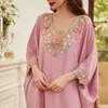 Ethnic Clothing Pink Abaya Dubai Muslim Fashion Hijab Satin Dress Turkey Islam Dresses For Women Robe Longue Ramadan Eid Mubarak Djellaba