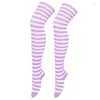 Women Socks Trendy Knitted Over Knee Stockings Girls Anime Striped Party Dance College Wind Cosplay JK High