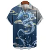 Платья Летние мужские повседневные винтажные цветочные гавайские рубашки оверсайз с короткими рукавами уличный узор с драконом Элемент одежды Лидер продаж
