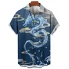 Dresses Summer Men's Social Casual Vintage Floral Hawaiian Oversize Short Sleeve Shirt Street Dragon Pattern Element Clothing Hot