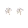 Boucles d'oreilles à tige MLKENLY Mini arbre de vie exquis en argent Sterling 925 doré Mori femme étudiant feuille accessoires