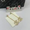 Moda 18K Banhado A Ouro Borla Designer Letras Brinco Longo Dangle Cristal Geométrico Luxo Top Marca Mulheres Strass Pérola Casamento Jewerlry Acessórios