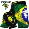 Herrshorts VSZAP Herr Brasilien Boxningsshorts Tryck MMA Shorts Fight Grappling Short Polyester Kick Gel Thaiboxningsshorts MMA Boxe 230707