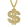 Anhänger Halsketten Hip Hop Schmuck Mode Dollar Zeichen Geld Anhänger Für Frauen Männer Gold Silber Farbe Lange Kette Halskette Geschenk