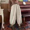 Kleider Japanische süße Blume Cord weites Bein Freizeithose Damen Vintage süße lockere Hose Mädchen Haruku Jogginghose Kawaii Bloomers