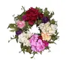 Decorative Flowers Simulation Spring Garland Door Hanging Colorful Peony Leaf Wreath Home Decoration Mesh Ribbon For It