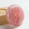 Colares com Pingente Madagascar Genuíno Rosa Quartzo Natural Para Fazer Jóias Colar Forma Redonda Cristal 53 53mm