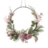 Decorative Flowers Spring Wreath Pink Purple Floral Wreaths For Front Door Outside 41cm/16inch Round Hanger Summer Home Party