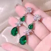 Dingla örhängen Äkta S925 Sterling Silver Pure Emerald Drop Earring Honor Fine Aros Mujer Oreja 925 Smycken Ädelsten Orecchini