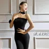 Stage Wear 2023 Latin Dance Tops For Women Sexy Blck Sling Vest Chacha Rumba Tango Dress Adult Female Practice Clothes DQS13300